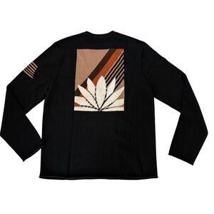 New James Perse Retro Lotus Graphic Cashmere Sweater Sz 0 Mens XS S-M